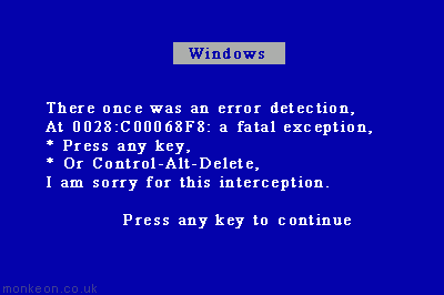 The Blue Screen Of Death in Verse